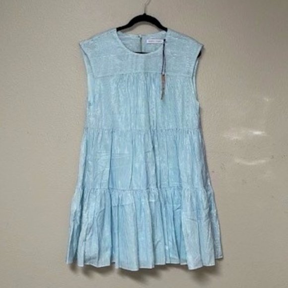 NWT Rebecca Minkoff Baby Blue Striped Flowy Dress (Large) - Picture 1 of 3